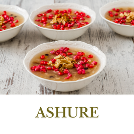 Ashure is a rich pudding of grains, nuts, and dried fruits, symbolizing abundance and traditionally enjoyed as a comforting treat.