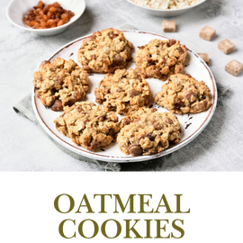 Oatmeal Cookies are soft, chewy treats filled with wholesome oats, delivering a natural sweetness perfect for snack time.