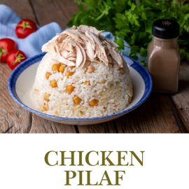 Chicken Pilaf is a savory rice dish with tender pieces of chicken, flavored with aromatic spices and herbs.