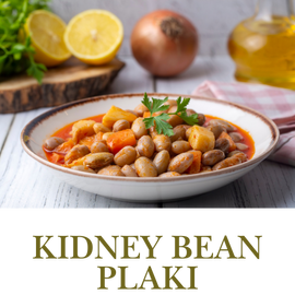 Kidney Bean Plaki is a light, zesty stew of kidney beans, tomatoes, and onions, served cold as a refreshing appetizer.
