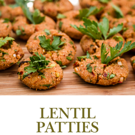 Lentil Patties are hearty, spiced patties made from red lentils and bulgur, often served with fresh greens.