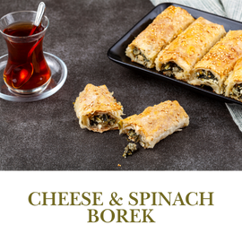 Cheese and Spinach Borek combines the rich flavors of cheese and spinach in a flaky pastry crust.